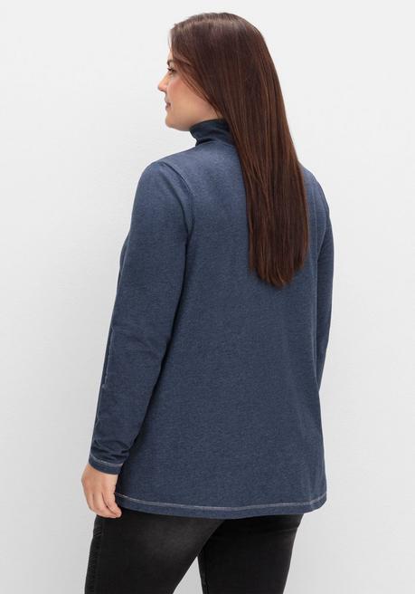 sheego Langarmshirt in A-Linie, mit Stehkragen - saphir meliert sheego Saisonschlussverkauf