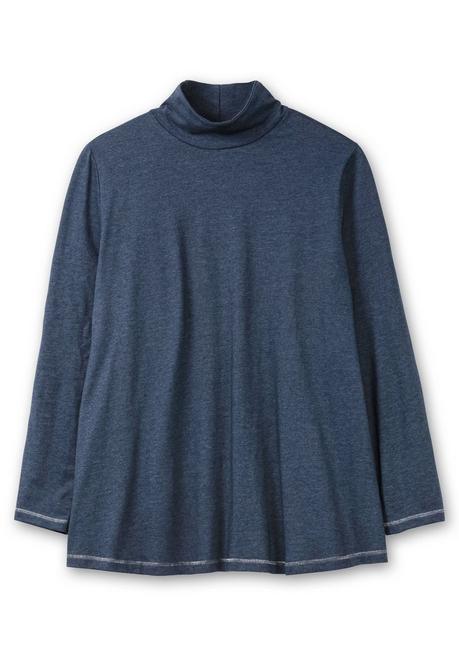 sheego Langarmshirt in A-Linie, mit Stehkragen - saphir meliert sheego Saisonschlussverkauf
