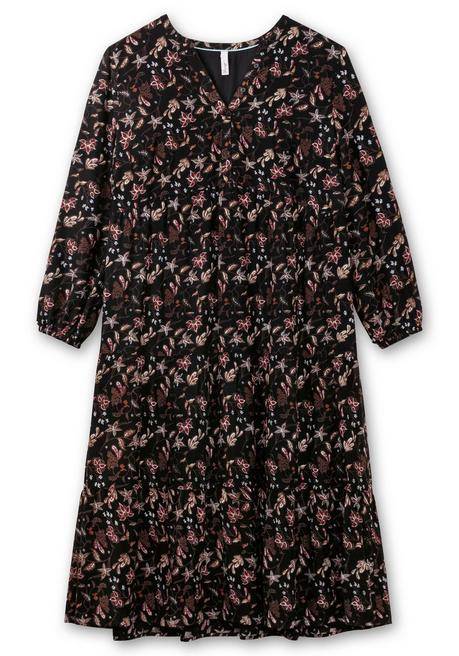sheego Gestuftes Maxikleid mit Alloverprint - schwarz bedruckt sheego Cyber Monday