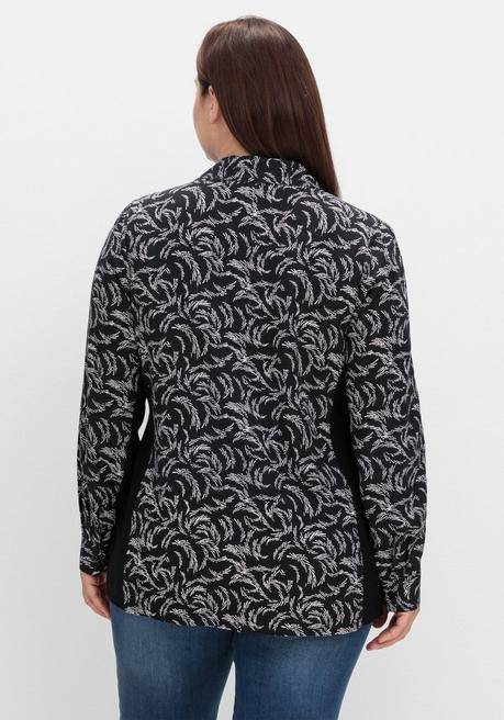 sheego Bluse mit Print und elastischen Einsätzen - schwarz-weiß gemustert sheego Weihnachtsangebot