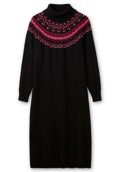 sheego Strickkleid mit Rollkragen und Norwegermuster - schwarz sheego Valentinstagsangebot