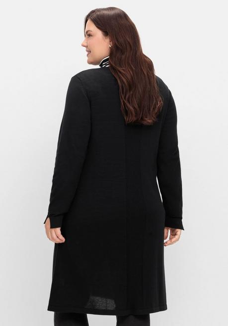 sheego Longpullover in A-Linie, mit langem Schlitz vorn - schwarz sheego Jubiläumsangebot