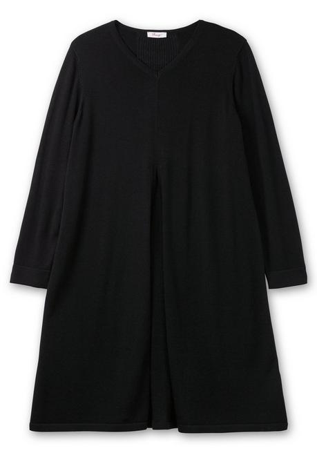 sheego Longpullover in A-Linie, mit langem Schlitz vorn - schwarz sheego Jubiläumsangebot