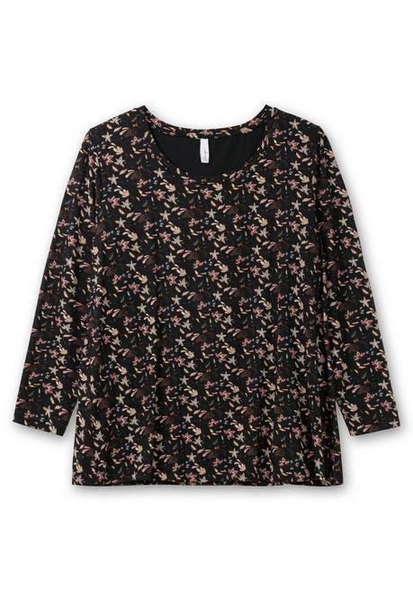 sheego Langarmshirt mit Alloverdruck, in A-Linie - schwarz gemustert sheego Lagerräumung