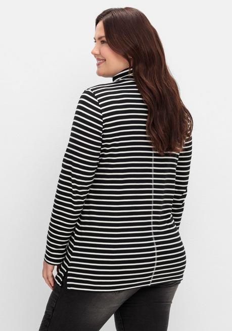 sheego Ringelshirt mit Rollkragen, in Rippqualität - schwarz-weiß sheego Heißer Verkauf