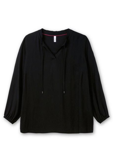 sheego Tunika mit V-Schlitz, Rüsche und Bindeband - schwarz sheego Top Angebot
