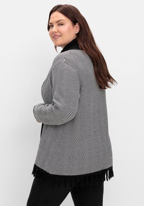 sheego Strickjacke im Fischgrätmuster, mit Schalkragen - schwarz-weiß sheego Zeitlich begrenztes Angebot