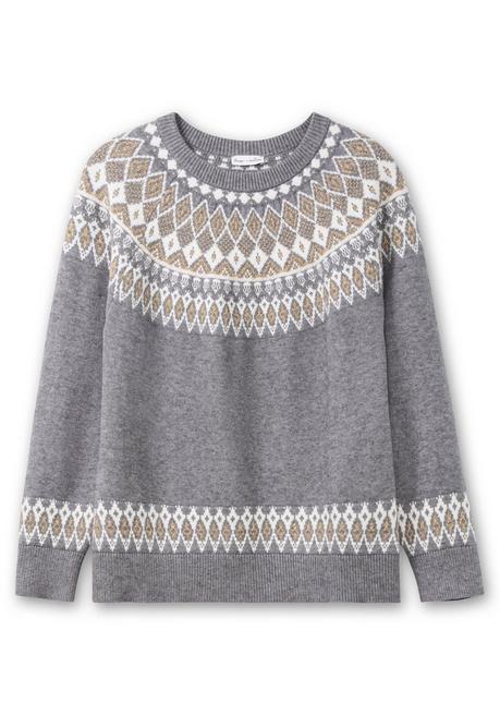 sheego by Joe Browns Jacquardpullover mit Norwegermuster - grau meliert sheego Bestseller