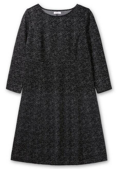 sheego Midikleid aus Interlock, im Jacquardmuster - schwarz gemustert sheego Saisonale Angebote