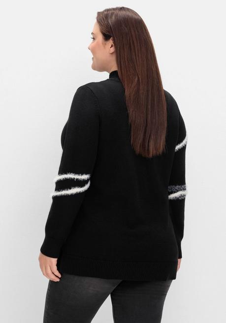 sheego Pullover mit Intarsienmuster aus Flauschgarn - schwarz gemustert sheego Riesige Ersparnisse
