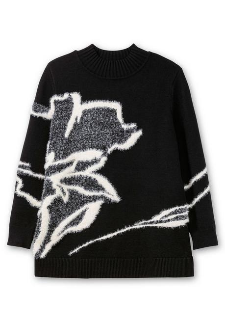 sheego Pullover mit Intarsienmuster aus Flauschgarn - schwarz gemustert sheego Riesige Ersparnisse