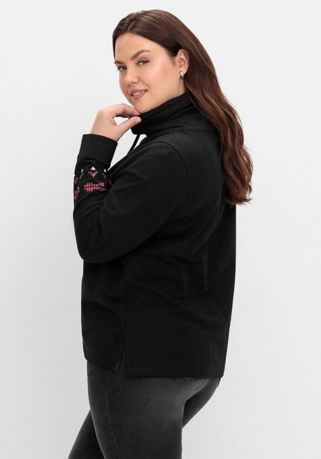 sheego Sweatshirt mit Norwegerprint und weitem Stehkragen - schwarz bedruckt sheego VIP-Rabatte