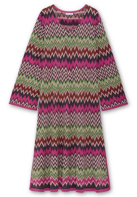 sheego by Joe Browns Wadenlanges Strickkleid im Zickzack-Muster - beere gemustert sheego Super Sparpreis