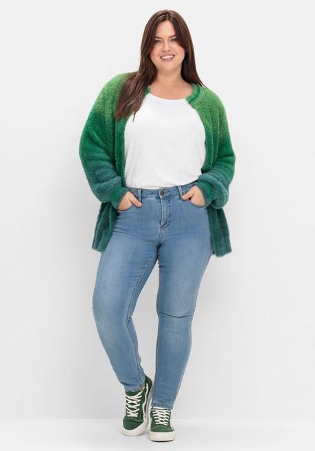 sheego by Joe Browns Strickjacke im Farbverlauf, aus Flausch-Garn - grün-blau sheego Sonderangebot der Fabrik