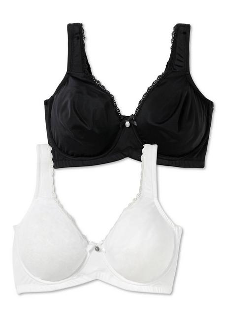 sheego Doppelpack Bügel-BHs mit Spitzenborten - schwarz+weiß sheego Discount Store für neue Produkte