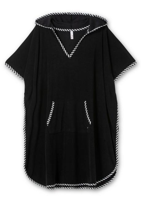 sheego Bade-Poncho mit Kapuze, aus Frottee - schwarz sheego Outlet