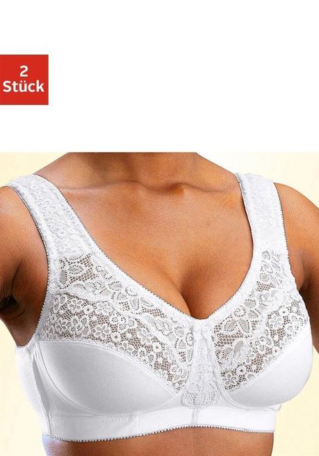 PETITE FLEUR Doppelpack Entlastungs-BHs mit Spitze - schwarz+weiß sheego im Angebot