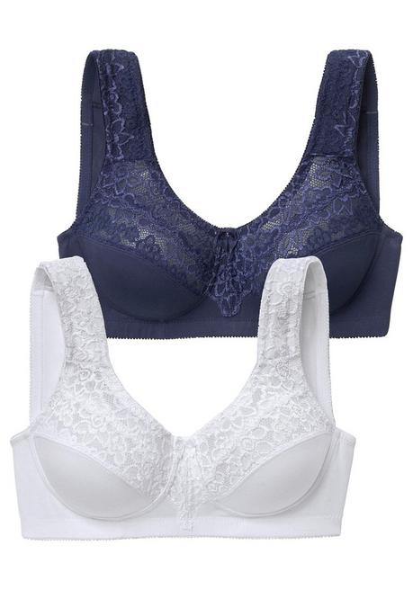 PETITE FLEUR Doppelpack Entlastungs-BHs mit Spitze - blau+weiß sheego Schlussverkauf