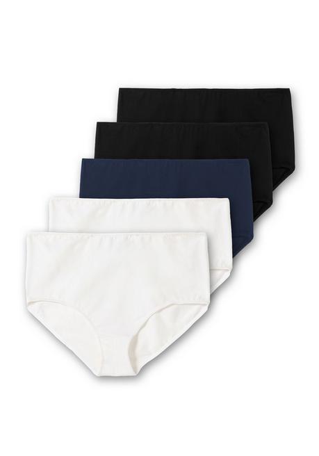 sheego 5er-Pack Taillenslips mit hohem Beinausschnitt - schwarz+weiß+marine sheego Meist gekauft