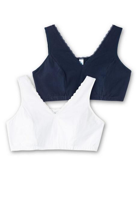 sheego Doppelpack Bustiers mit Spitzenbesatz - marine+weiß sheego Limitierter Zeitrabatt