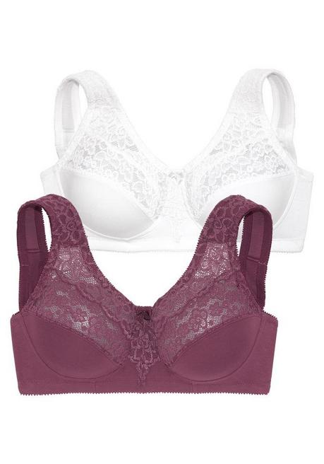 PETITE FLEUR Doppelpack Entlastungs-BHs mit Spitze - burgund+weiß sheego Online Shopping