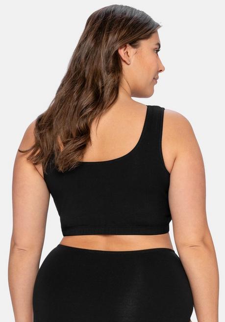 sheego BH ohne Bügel in Bustier-Form, mit Spitzenborte - schwarz sheego Exklusivangebot