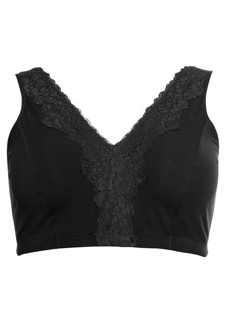 sheego BH ohne Bügel in Bustier-Form, mit Spitzenborte - schwarz sheego Exklusivangebot