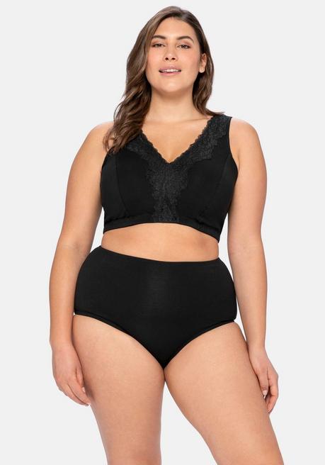 sheego BH ohne Bügel in Bustier-Form, mit Spitzenborte - schwarz sheego Exklusivangebot