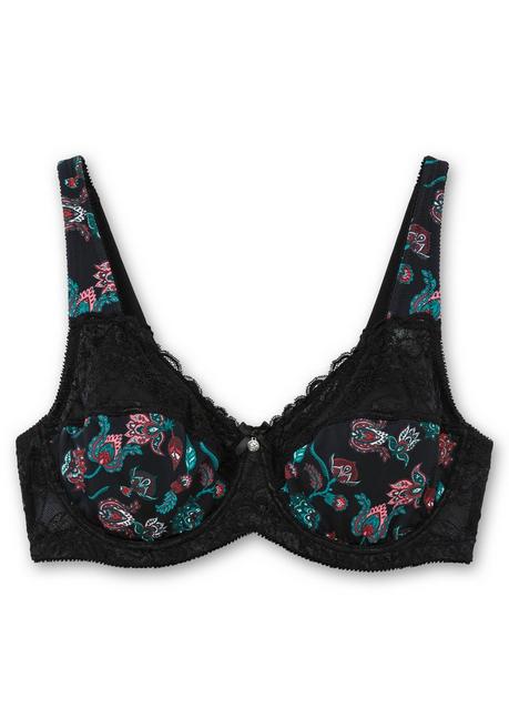 sheego Bügel-BH mit Paisleydruck und Spitze - schwarz bedruckt sheego Muttertagsangebot