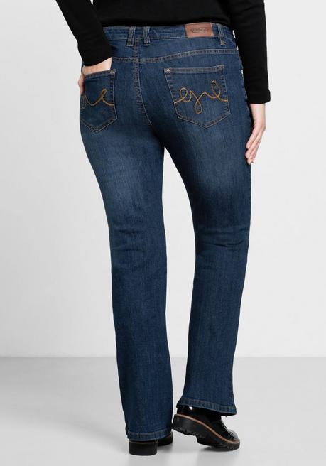 sheego Bootcut-Jeans in 5-Pocket-Form, mit Used-Effekten - dark blue Denim sheego Kauf eins, bekomm eins gratis