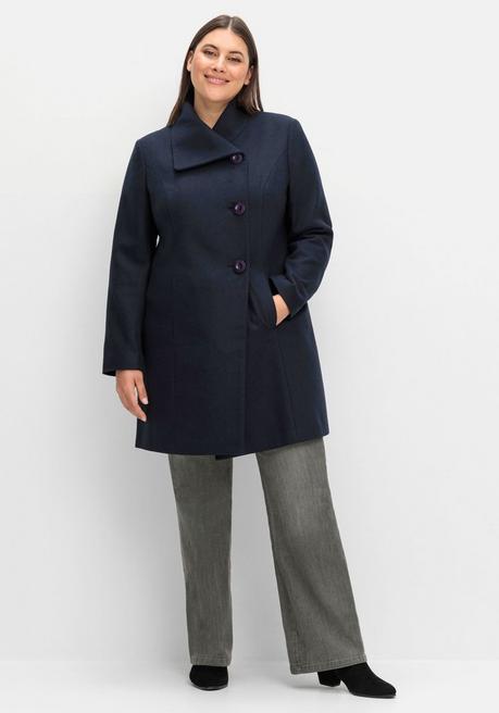 sheego Kurzmantel mit asymmetrischem Kragen - tiefblau sheego Tägliche Deals