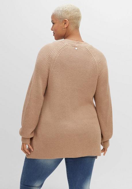 sheego Pullover mit Kaschmir, in leichter A-Linie - cappuccino meliert sheego Sonderangebote