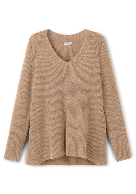 sheego Pullover mit Kaschmir, in leichter A-Linie - cappuccino meliert sheego Sonderangebote