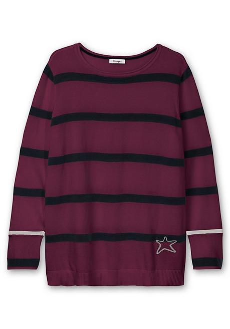 sheego Gestreifter Pullover mit Stern-Stickerei, aus Baumwolle - brombeer gestreift sheego VIP-Rabatte