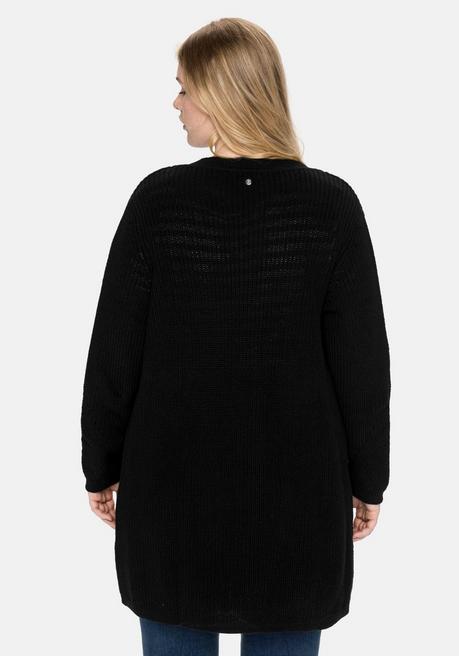 sheego Cardigan aus Grobstrick, in offener Form - schwarz sheego Tiefpreis