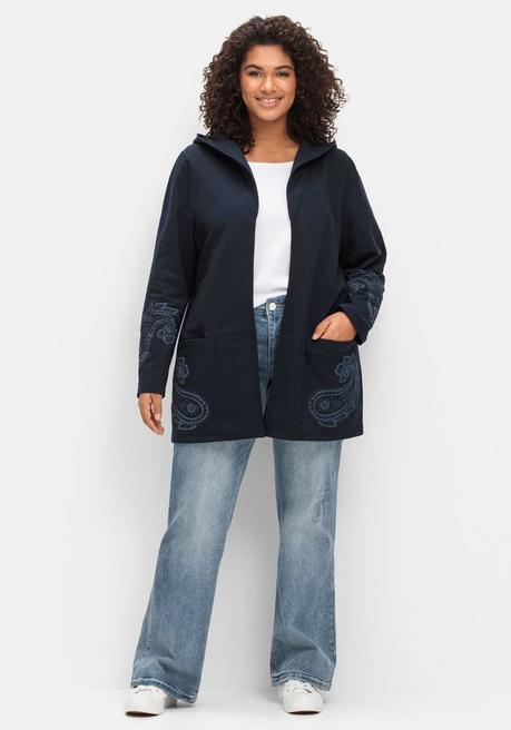 sheego by Joe Browns Leichte Kapuzensweatjacke mit Paisleydruck - dunkelblau sheego Letzte 3 Tage