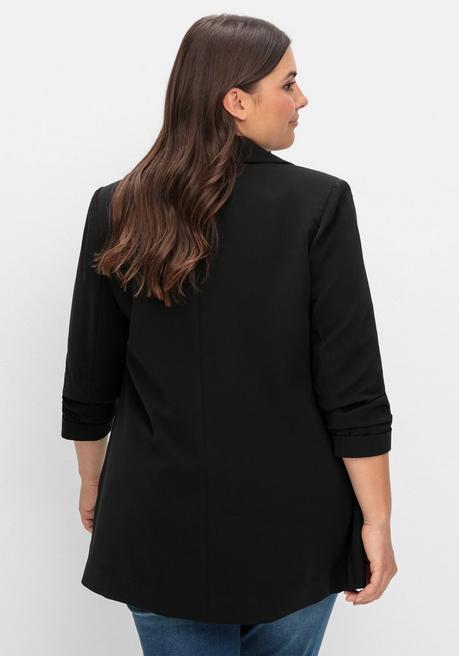 sheego Langer Blazer mit Schalkragen und gerafftem 3/4-Arm - schwarz sheego Zeitbegrenzte Promotion