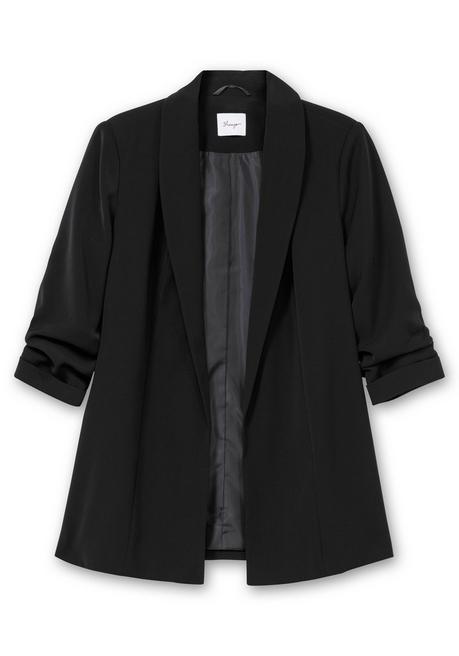sheego Langer Blazer mit Schalkragen und gerafftem 3/4-Arm - schwarz sheego Zeitbegrenzte Promotion