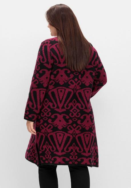 sheego by Joe Browns Offene Longstrickjacke mit Jacquardmuster - schwarz gemustert sheego Bis zu 60% Rabatt