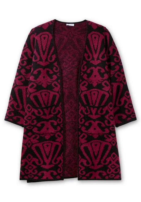 sheego by Joe Browns Offene Longstrickjacke mit Jacquardmuster - schwarz gemustert sheego Bis zu 60% Rabatt