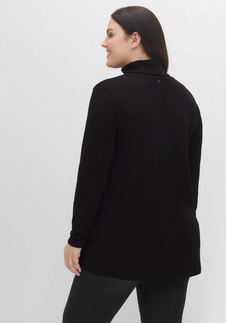 sheego Langarmshirt mit Rollkragen, in A-Linie - schwarz sheego Bis zu 55% Rabatt