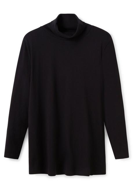 sheego Langarmshirt mit Rollkragen, in A-Linie - schwarz sheego Bis zu 55% Rabatt