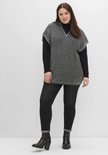 sheego Langarmshirt mit Rollkragen, in A-Linie - schwarz sheego Bis zu 55% Rabatt