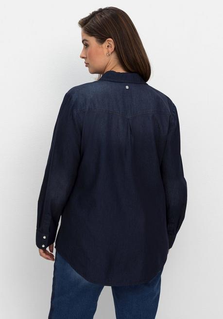 sheego Jeansbluse mit Knopfleiste und Brusttaschen - dark blue Denim sheego Nur noch ein Tag übrig