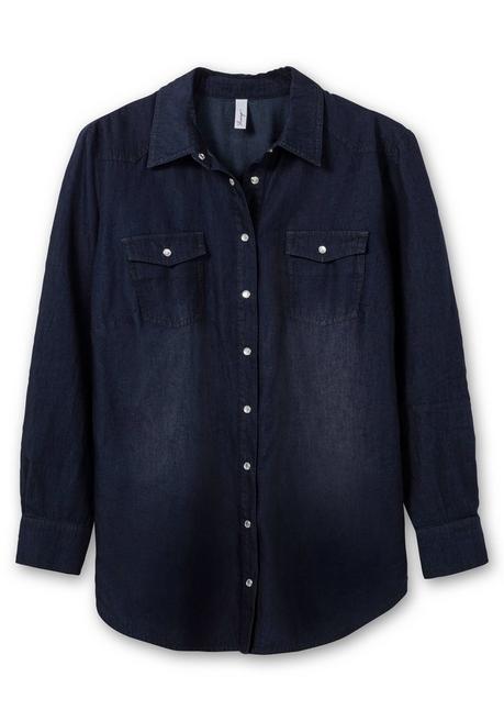 sheego Jeansbluse mit Knopfleiste und Brusttaschen - dark blue Denim sheego Nur noch ein Tag übrig