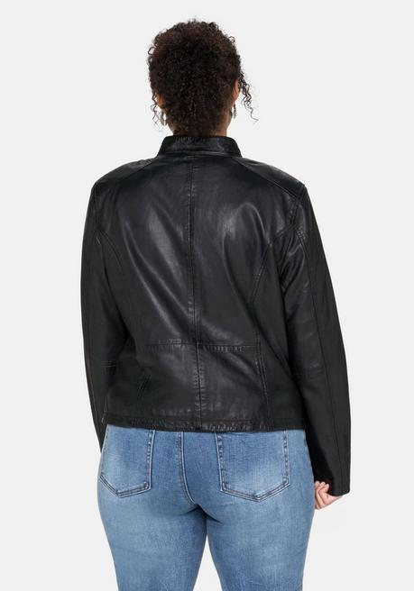 sheego Lederjacke aus Lammnappa, mit Stehkragen - schwarz sheego 50% Rabatt mit kostenlosem Versand