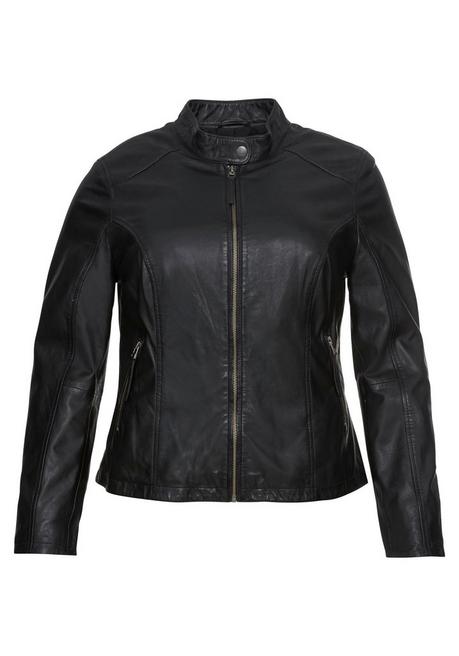 sheego Lederjacke aus Lammnappa, mit Stehkragen - schwarz sheego 50% Rabatt mit kostenlosem Versand