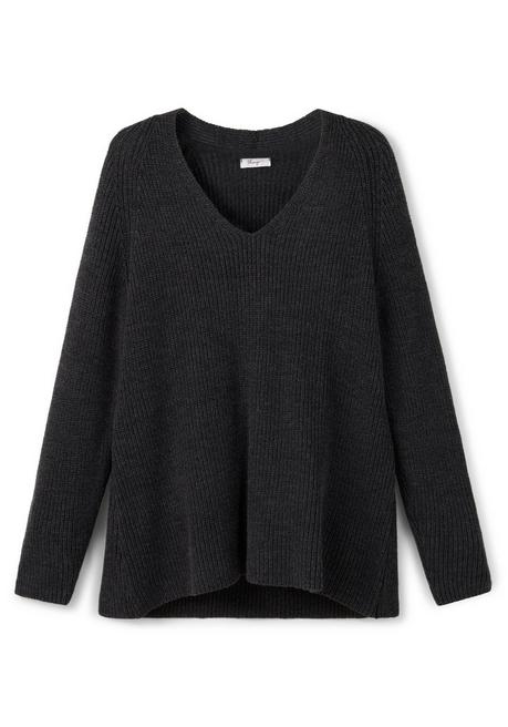 sheego Pullover mit Kaschmir, in leichter A-Linie - schwarz meliert sheego Clearance-Verkauf