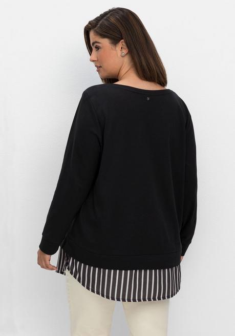 sheego 2-in-1-Langarmshirt mit Ansatz aus Blusenstoff - schwarz sheego Kostenloser Versand international