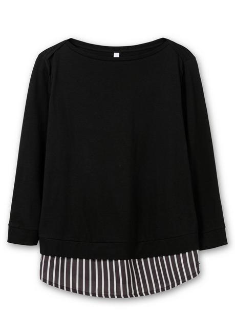 sheego 2-in-1-Langarmshirt mit Ansatz aus Blusenstoff - schwarz sheego Kostenloser Versand international